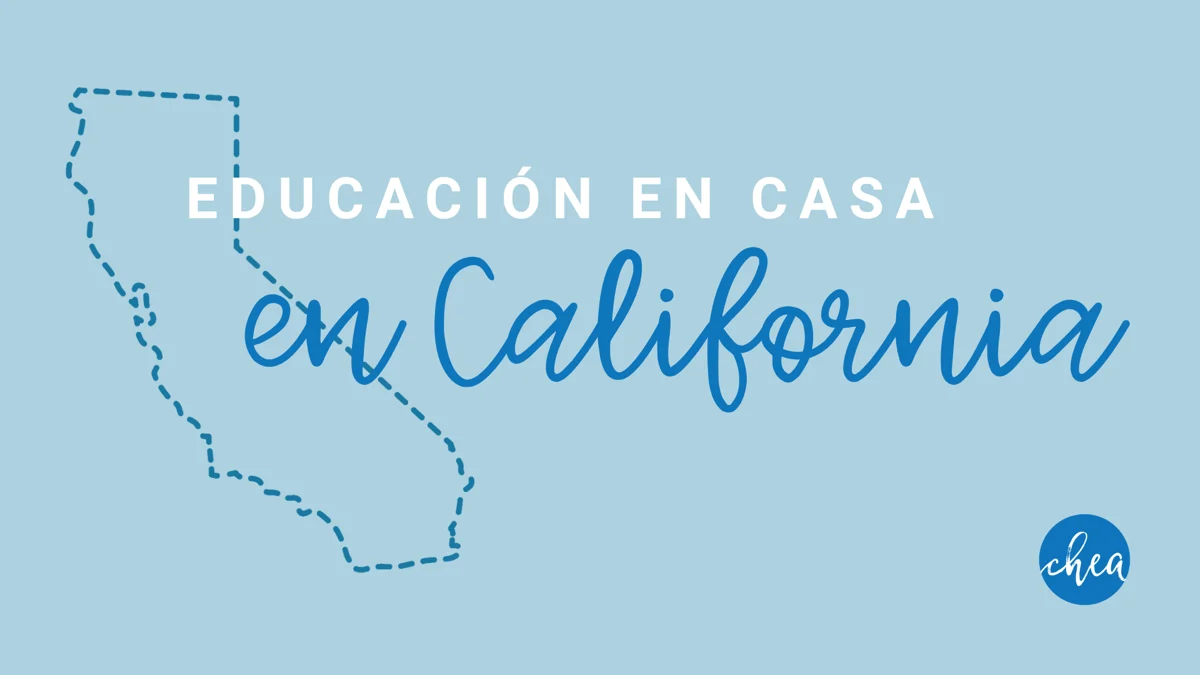 Educación en casa en California — contorno del estado de California con el logotipo de CHEA